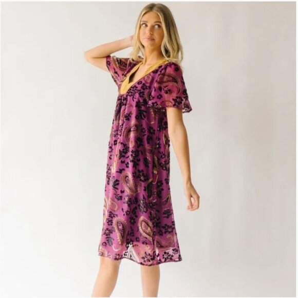NWT Piper & Scoot The Albie Burnout Velvet Dress in Purple Women's XXL Purple - Picture 2 of 16